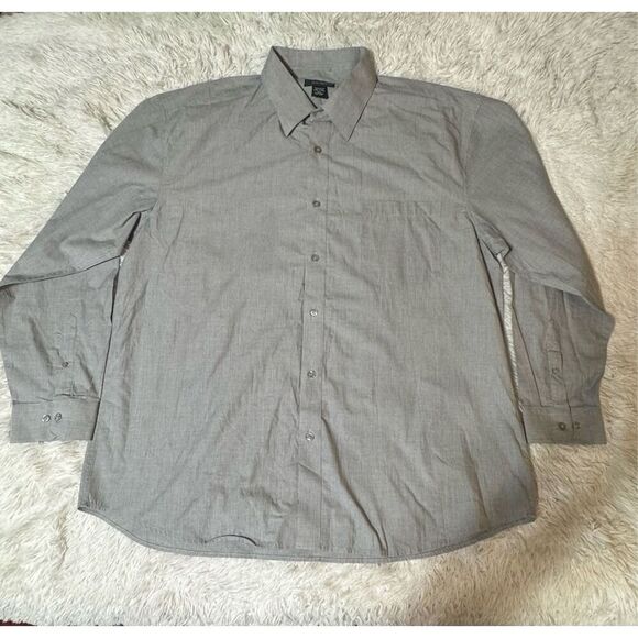 Akwa Men's long sleeve button-down casual gray shirt 2XL - Picture 1 of 6